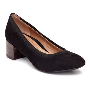Vionic Natalie black suede pumps with tortoise block heel Size 8